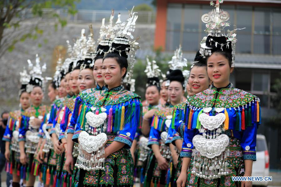 Dong ethnic group chorus competition held in Congjiang County, SW China